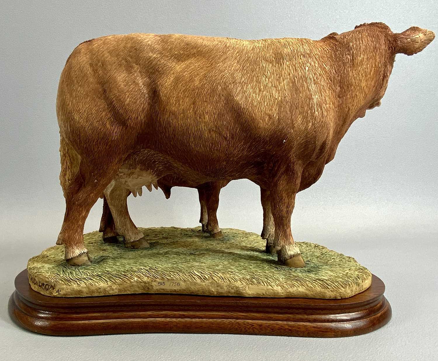 BORDER FINE ARTS LIMITED EDITION CLASSIC FIGURE - 515/750, Limousin Cow and Calf, on wooden stand, - Image 3 of 4