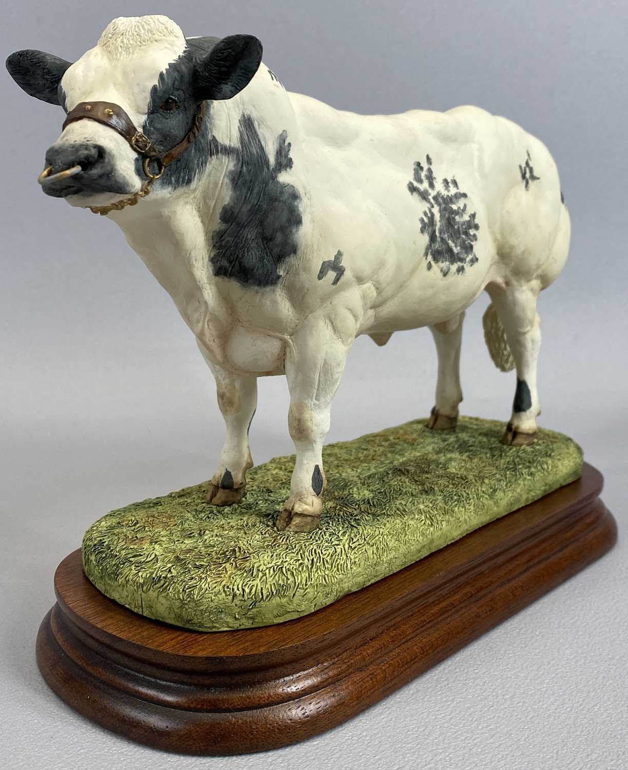 BORDER FINE ARTS FIGURE - Belgian Blue Bull, B0406, on wooden stand, 18cms H, with certificate and - Image 4 of 4