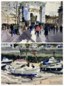 KEN HAYES watercolours (2) - Cardiff, 28.5 x 36cms and 25.5 x 35cms