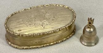 CHESTER SILVER OVAL TRINKET BOX and a Birmingham hallmarked silver thimble holder, the box with date