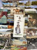 ANTIQUE VINTAGE & LATER POSTCARD COLLECTION - approx 250, Souvenir, Scenic, Equestrian and others