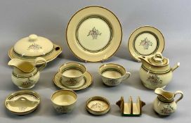CLARICE CLIFF BREAKFAST SET - 13 pieces, beige/cream ground with brown, green and black bands,