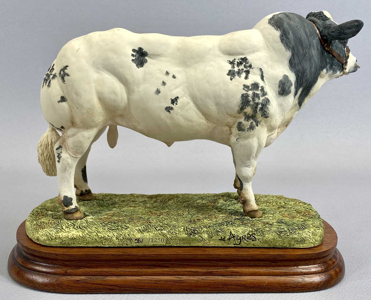 BORDER FINE ARTS FIGURE - Belgian Blue Bull, B0406, on wooden stand, 18cms H, with certificate and - Image 2 of 4