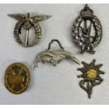 GERMAN & ALLIED FORCES BADGES - a group of five to include a WW1 type imperial Prussian Air