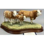 BORDER FINE ARTS FIGURE - Simmental Family group', B0401, on wooden stand, 18cms H, with certificate