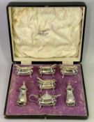 CASED 12 PIECE SILVER CONDIMENT SET - Sheffield 1913, Maker Walker & Hall, comprising four silver