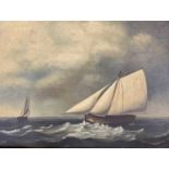 MATTHEW SHAND 20th century oil on board - sailing boats offshore, signed lower right, 34 x 44cms