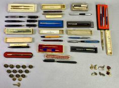 VINTAGE FOUNTAIN & BALLPOINT PEN COLLECTION with a quantity of RAF brass buttons and gentleman's