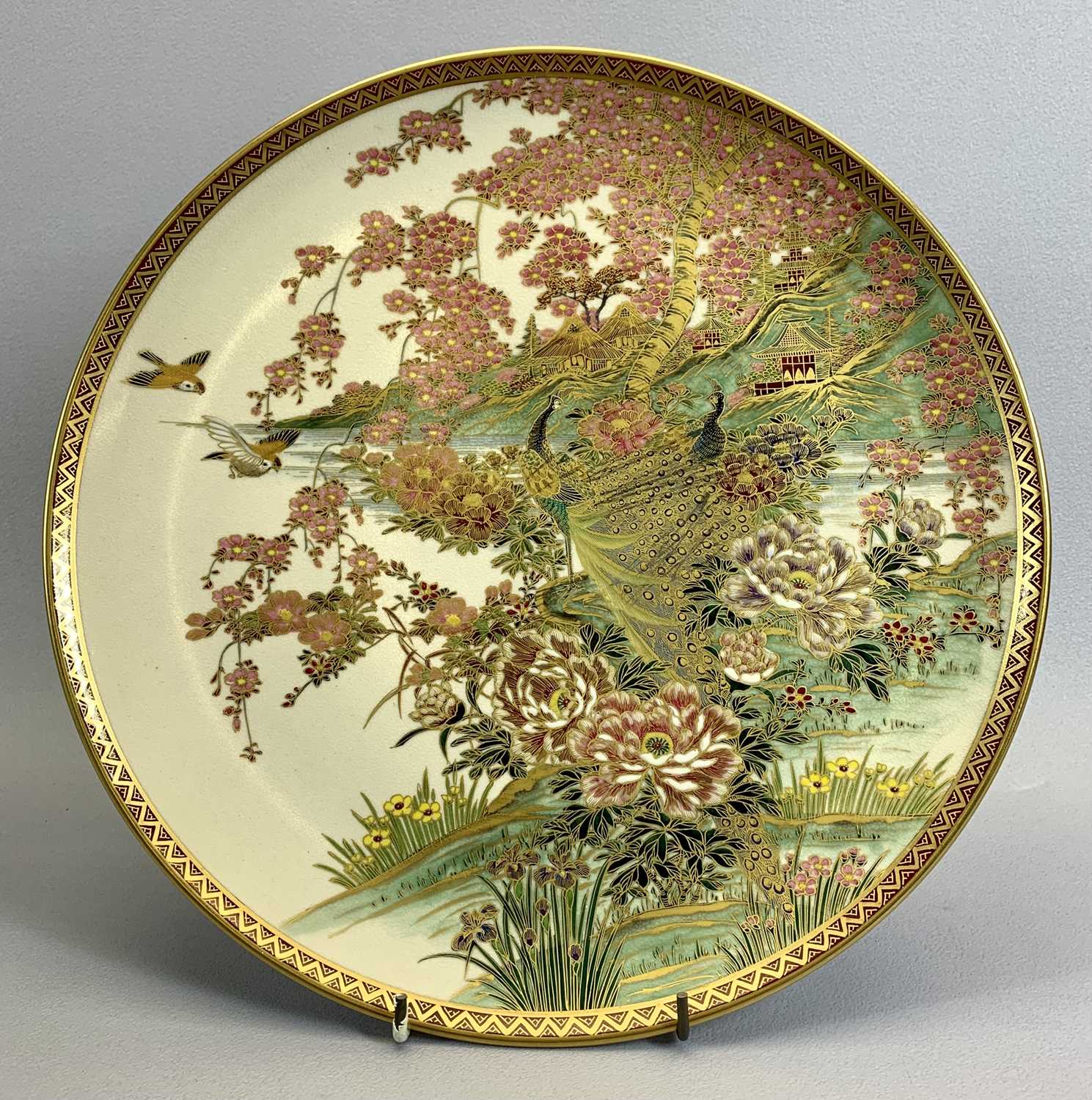 JAPANESE SATSUMA CIRCULAR CHARGER - late 19th century, decorated with two central