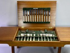 VINERS OF SHEFFIELD CANTEEN OF STAINLESS STEEL CUTLERY - 56 pieces housed within a teak coffee