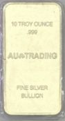 10ozt FINE SILVER BULLION INGOT by A U Trading