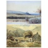 ALBERT PROCTOR 1864 - 1909, watercolours, a pair - heron fishing, signed and dated '84 lower left,