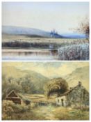 ALBERT PROCTOR 1864 - 1909, watercolours, a pair - heron fishing, signed and dated '84 lower left,