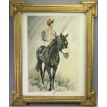 AFTER K. GRETA STONES 1986 limited edition coloured print 67/250 - Lester Piggott and Manton Mark,