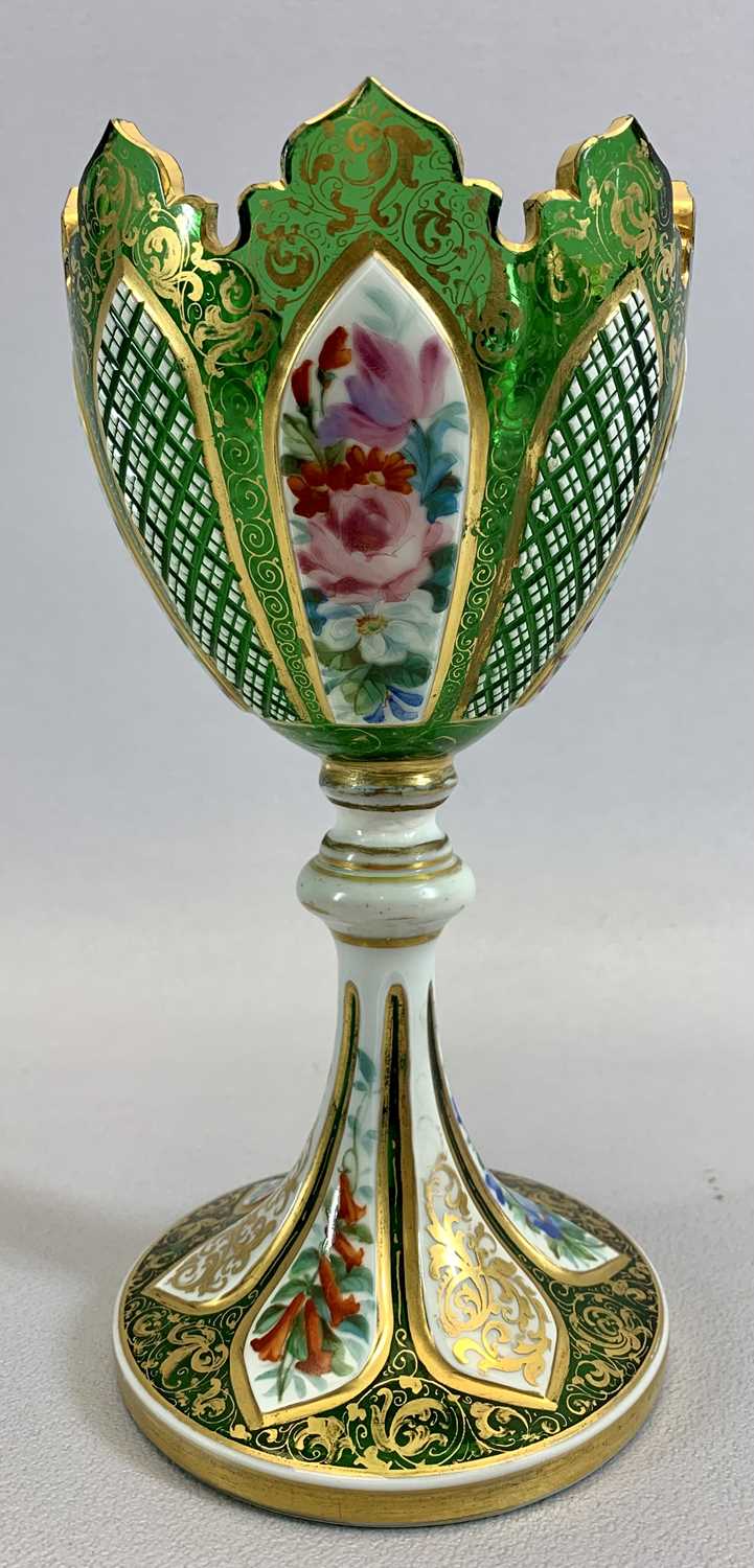 AUGUSTUS REX 19TH CENTURY PEDESTAL VASE - with gilded swags and goat head handles with figures in - Image 2 of 3
