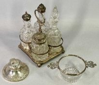 GEORGE III & LATER SILVER GROUP - to include a London 1811 condiment bottle stand, Maker William