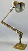 HERBERT TERRY & SONS LTD, REDDITCH - a vintage anglepoise lamp, gold, 90cms H extended