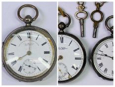 GENT'S SILVER POCKET WATCH - 'The Express English Lever', having a white dial, Roman numerals and