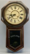 ANSONIA CLOCK COMPANY NEW YORK MAHOGANY CASED REGULATOR WALL CLOCK - late 19th century, circular