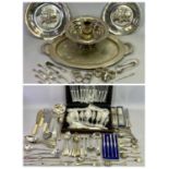 ROBERTS & DORE CASED CANTEEN OF EPNS CUTLERY - approx 60 pieces with further loose EPNS cutlery,