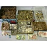 LARGE BRITISH VINTAGE COIN COLLECTION - some overseas, bank notes and current coinage to include