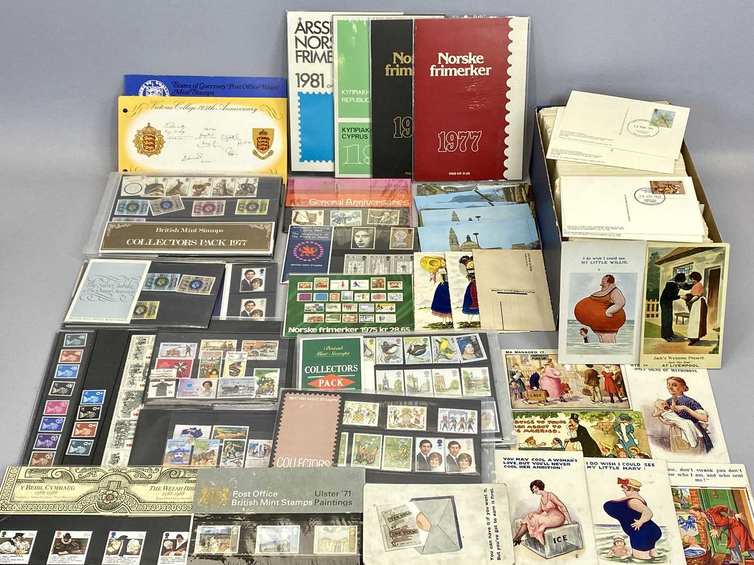 POST OFFICE MINT STAMPS PRESENTATION PACKS and first day of issue Post Office picture cards, related