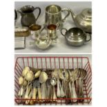 MIXED EPNS & PEWTER WARE - to include a three piece James Dixon & Sons beaten Cornish pewter teaset,