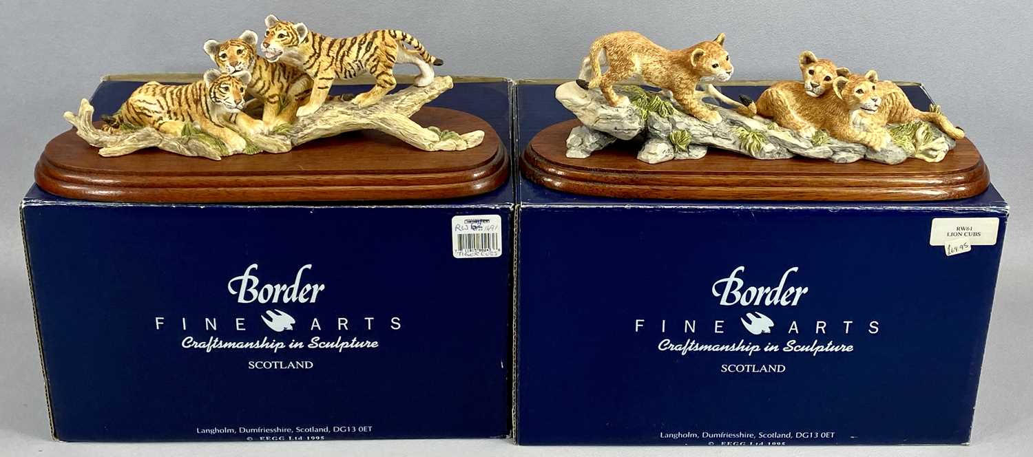 BORDER FINE ARTS FIGURES (2) - Tiger Cubs, RW62, on wooden stand, 10cms H and Lion Cubs, RW61, on - Image 3 of 3