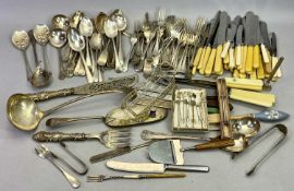 LOOSE EPNS & OTHER CUTLERY - a mixed quantity to include large soup ladle, berry spoons, pierced and