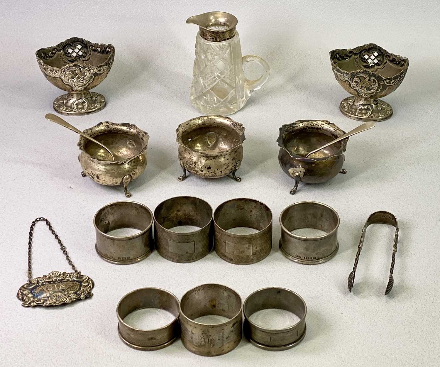 SMALL SILVER - 17 items, all having Birmingham hallmarks, various dates and makers to include 7 x