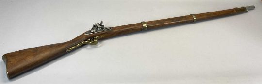 REPRODUCTION FRENCH FLINTLOCK MUSKET - the lock plate stamped 'Manufactures Saint Etienne', 139cms L