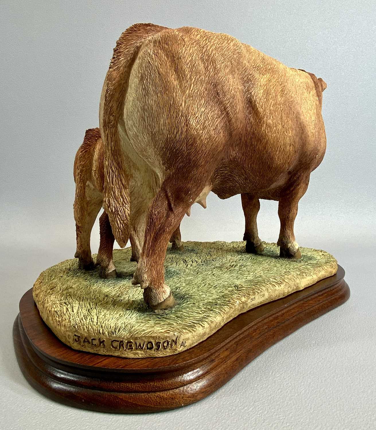 BORDER FINE ARTS LIMITED EDITION CLASSIC FIGURE - 515/750, Limousin Cow and Calf, on wooden stand, - Image 4 of 4
