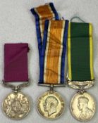 MIXED GROUP OF 3 WAR MEDALS - a 1914-1918 British War medal awarded to 53656 G N R. J. McGreal. R.