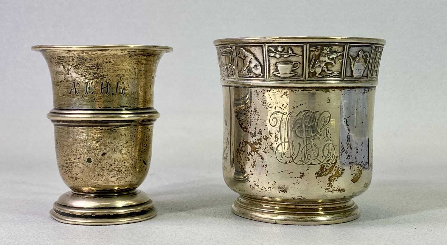 CHILD'S SILVER CHRISTENING TANKARD & A MUG - Birmingham 1924, indistinct maker's mark and 'Gorham - Image 2 of 4