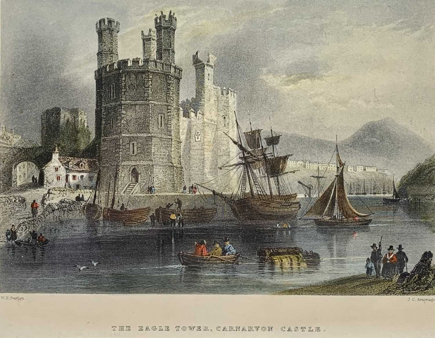 19TH CENTURY COLOURED ENGRAVINGS (6) - The Eagle Tower Caernarfon Castle, Penrhyn Castle (2), - Image 9 of 13