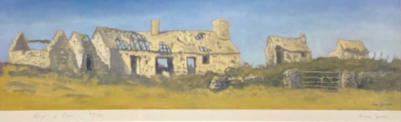 HUW JONES coloured limited edition prints (4) 1. (20/50) - Anglesey ruined cottage and buildings,