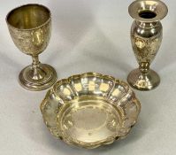 HALLMARKED SILVER - 3 items to include a 13cms H goblet, Chester 1913, Maker Barker Brothers,