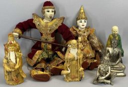 CHINESE REPRODUCTION COMPOSITE CARVINGS OF WISE MEN (3), 21cms H, a reproduction Luohan stoneware