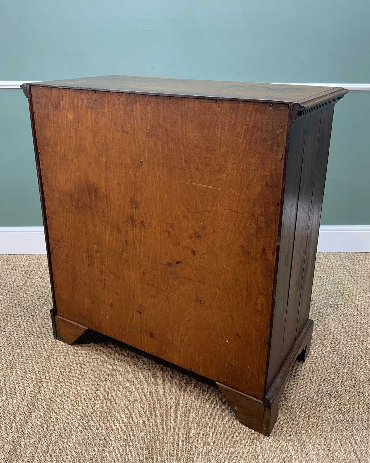 19TH CENTURY OAK FLAT FRONT CHEST, dentil cornice, fitted 2 short and 3 long drawers, bracket - Image 7 of 7