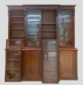 EARLY 19TH CENTURY MAHOGANY BREAKFRONT BOOKCASE, 'T.Willson, 68 Great Queen Street, London', shallow