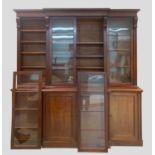 EARLY 19TH CENTURY MAHOGANY BREAKFRONT BOOKCASE, 'T.Willson, 68 Great Queen Street, London', shallow