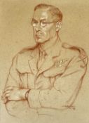 WILLIAM ROTHENSTEIN (British, 1872-1945) red and white chalk on paper - half portrait of an Army