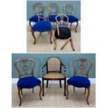 ASSORTED ANTIQUE SEATING, including pair of Victorian dining chairs, set of five Victorian buckle-