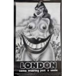 ORIGINAL 1968 LONDON COME JUST WEARING A SMILE BLACK &WHITE PSYCHEDELIC POSTER, by Canned London,