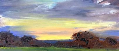‡ DAVID LLOYD GRIFFITH oil on card - entitled verso 'Sunset Study', signed with initials, 13 x