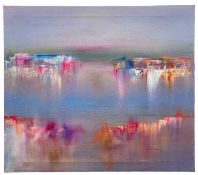 ‡ TONY WALTERS (Contemporary Cardiff artist) oil on canvas - abstract reflection, signed and