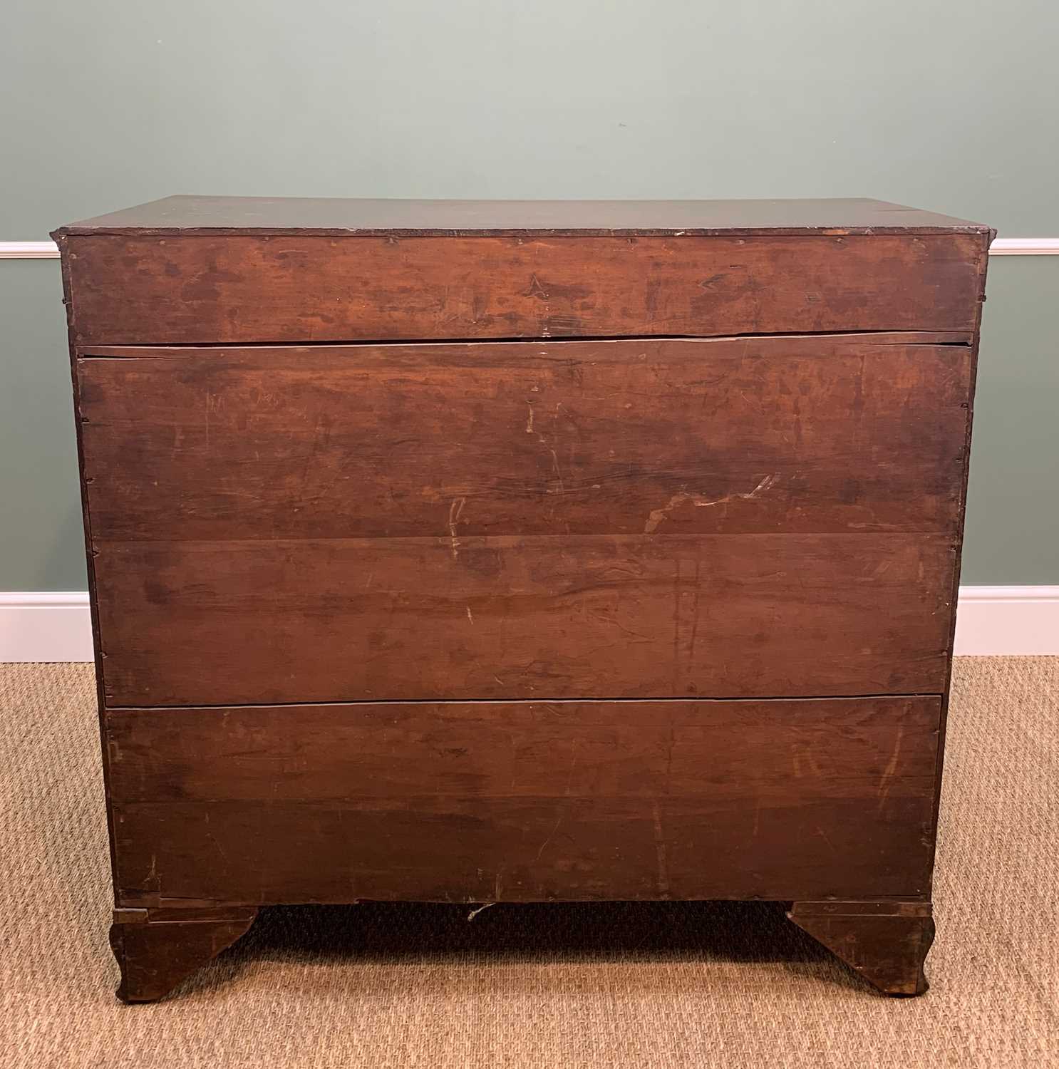 19TH CENTURY MAHOGANY FLAT FRONT CHEST, shallow frieze and fitted 2 short and 3 long drawers between - Image 12 of 12