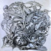 ‡ JAMES GORMAN pencil drawing and oil - entitled verso 'The Dreamers', signed and dated 1992, 120