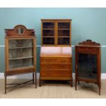 SMALL EDWARDIAN MAHOGANY BUREAU BOOKCASE, 87w x 42d x 176cms high, together with an Edwardian