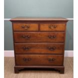19TH CENTURY OAK FLAT FRONT CHEST, dentil cornice, fitted 2 short and 3 long drawers, bracket